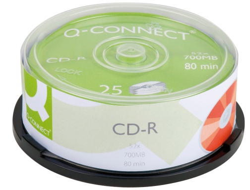 Cd-r Q-connect capacidad 700mb duracion 80min velocidad 52x bote de 25 unidades KF00420, imagen 2 mini