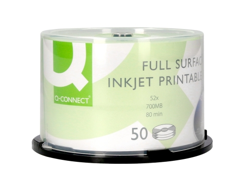 Cd-r Q-connect con superficie 100% imprimible para inkjet capacidad 700mb duracion 80minvelocidad KF18020, imagen 3 mini