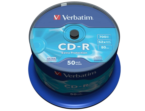 Cd-r Verbatim capacidad 700mb velocidad 52x 80 min tarrina de 50 unidades 43351, imagen 2 mini