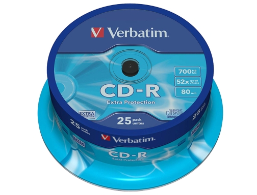 Cd-r Verbatim capacidad 700mb velocidad 52x 80 min tarrina de 25 unidades 43432, imagen 2 mini