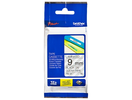 Cinta Brother TZE121 transparente-negro 9mm longitud 8 mt, imagen 2 mini