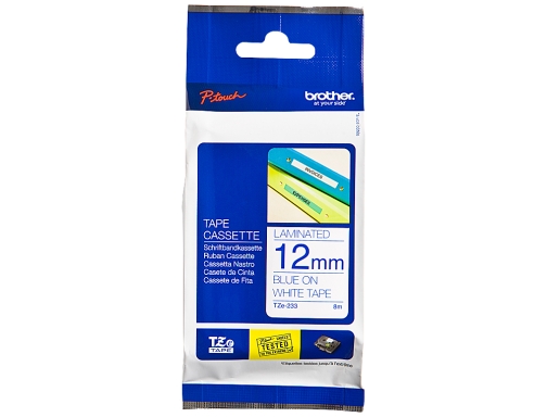 Cinta Brother TZE233 blanco-azul 12mm longitud 8 mt, imagen 2 mini