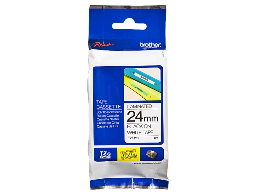 Cinta Brother tze-251 blanco-negro 24mm longitud 8 mt TZE251, imagen 2 mini