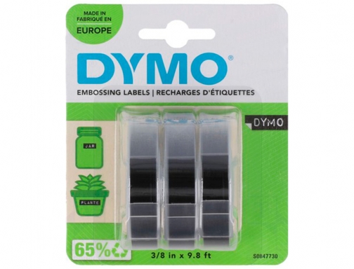 Cinta Dymo 3d 9mm x 3mt para rotuladora omega junior color negro S0847730, imagen 2 mini