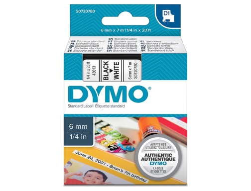 Cinta Dymo negro-blanco 6mm x 7mt d1 S0720780, imagen 2 mini