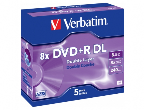 Dvd+r Verbatim doble capa capacidad 8.5gb velocidad 8x 240 min pack de 43541, imagen 2 mini