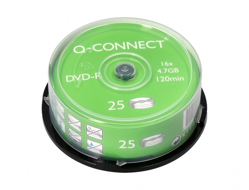 Dvd-r Q-connect capacidad 4,7gb duracion 120min velocidad 16x bote de 25 unidades KF00255, imagen 3 mini