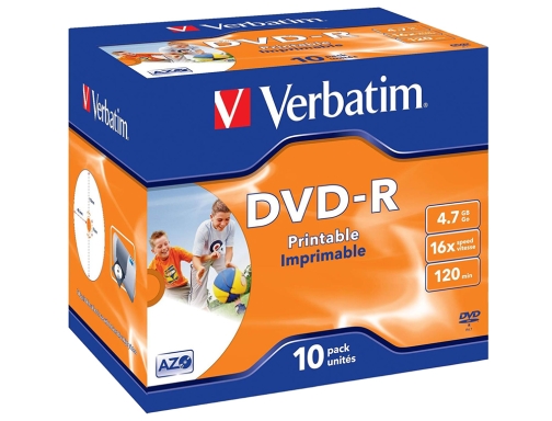 Dvdr Verbatim imprimible capacidad 4.7gb velocidad 16x 120 min pack de 10 43521, imagen 2 mini