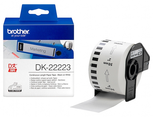 Etiqueta Brother DK22223 cinta papel continuo adhesiva removible blanca 50 mm x, imagen 2 mini
