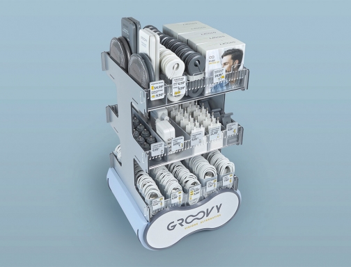 Expositor Groovy sobremesa 148 piezas surtidas obsequio 1 auricular sport bluetooth neckband DISP-GR-3P-148, imagen 2 mini