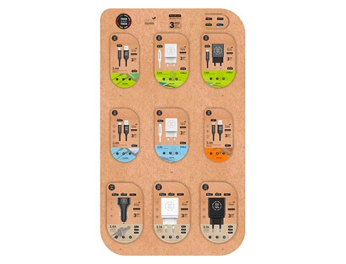 Expositor sobremesa cables y cargadores techonetech contenido 27 unidades surtidas Tech on tech 400900P, imagen 2 mini