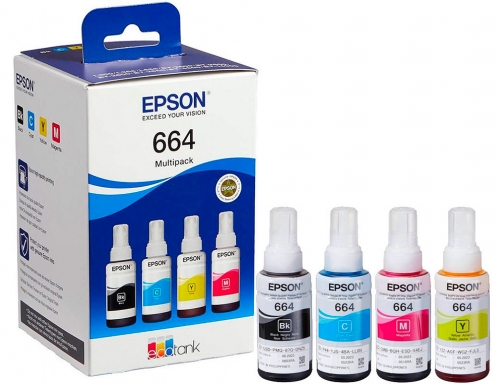 Ink-Epson 664 4 clr multipack (bk c m y) ecotank l300 l355 C13T664640, imagen 4 mini