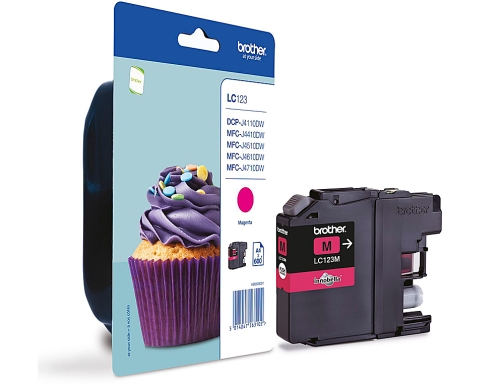 Ink-jet Brother DCP-j132w 152w 552dw 752dw MFC-j740dw 650dw 870dw MFC-j4410dw 4510dw magenta LC123MBP, imagen 2 mini