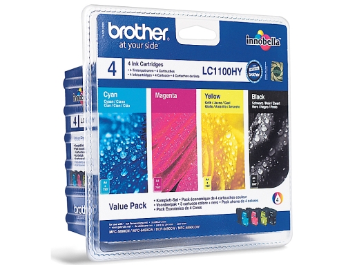 Ink-jet Brother lc-1100bk m y c pack 4 colores alta capacidad 900 LC1100HYVALBP, imagen 2 mini