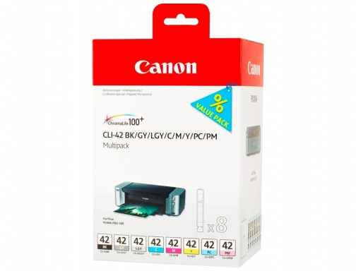Ink-jet cli-42 Canon pixma pro-100 100s multipack 8 colores bk gy lgy 6384B010, imagen 2 mini