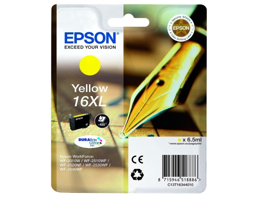 Ink-jet Epson 16XL wf2010w wf2510wf wf2520nf wf2530wf wf2540wf amarillo 450 pag C13T16344012, imagen 2 mini