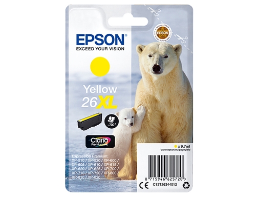 Ink-jet Epson 26XL xp-600 605 700 800 amarillo 700 pag C13T26344012, imagen 2 mini