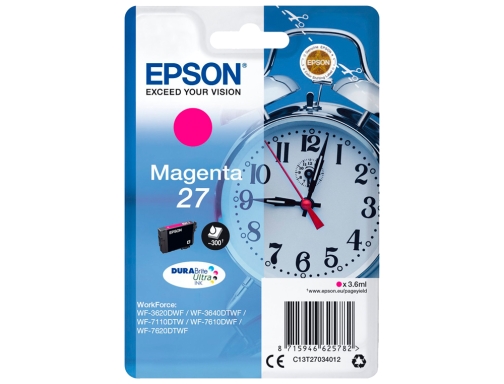 Ink-jet Epson 27 wf-3620 711 0 7610 7620 magenta 300 pag C13T27034012, imagen 2 mini