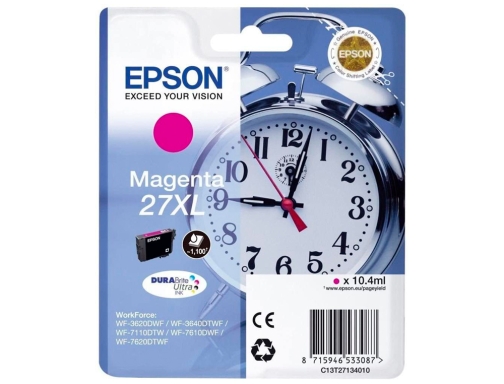 Ink-jet Epson 27XL t27134010 wf-3620-40 7110 7610 7620 magenta -1.100 pag- C13T27134012, imagen 2 mini