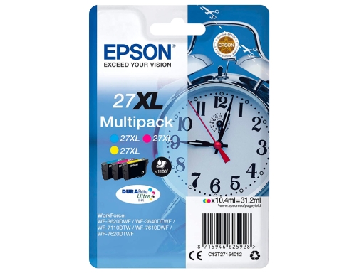 Inkjet Epson 27XL wf3620 7110 7610 7620 pack multicolor C13T27154012, imagen 2 mini