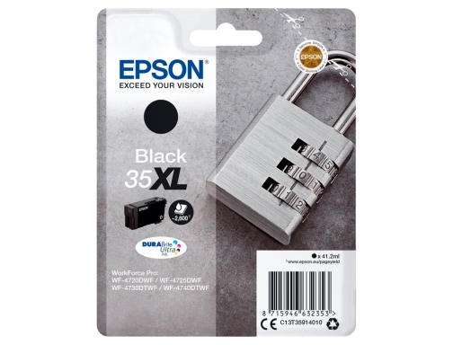 Ink-jet Epson 35XL t3591 pro wf-4720dwf 4725dwf 4730dtwf 4740dtwf negro alta capacidad C13T35914010, imagen 2 mini