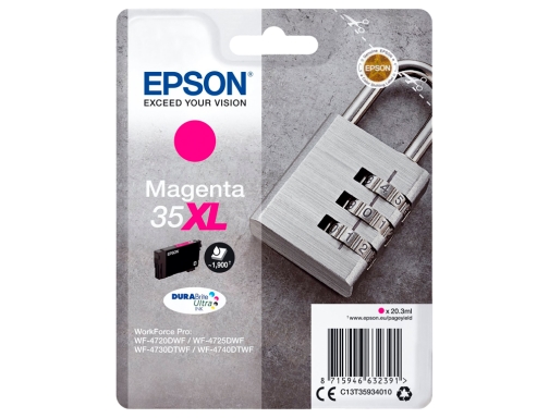 Ink-jet Epson 35XL t3593 pro wf-4720dwf 4725dwf 4730dtwf 4740dtwf magenta alta capacidad C13T35934010, imagen 2 mini