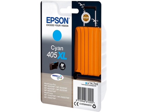 Ink-jet Epson 405 XL wf-3820dwf wf-4820dwf wf-7830dtwf wf-7840dtwf alta capacidad cian C13T05H24010, imagen 3 mini