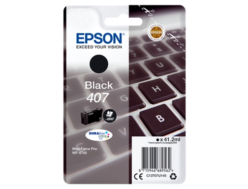 Ink-jet Epson 407l clavier wf-4745 series negro 2900 paginas C13T07U140, imagen 2 mini