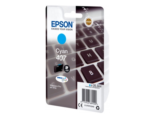 Ink-jet Epson 407l clavier wf-4745 series cian 1900 paginas C13T07U240, imagen 3 mini