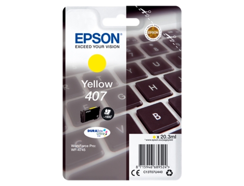 Ink-jet Epson 407l clavier wf-4745 series amarillo 1900 paginas C13T07U440, imagen 2 mini