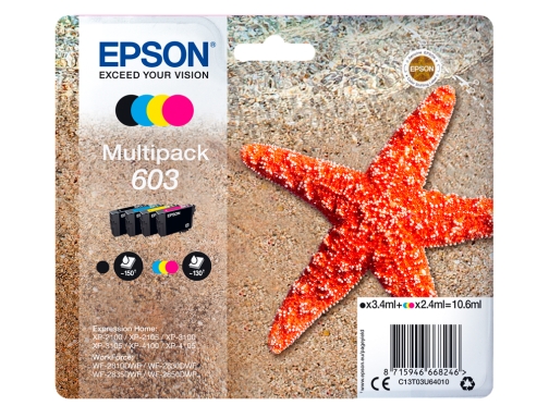 Ink-jet Epson 603 xp-2100 2105 3100 4100 wf-2810 2830 2835 2850 multipack C13T03U64010, imagen 2 mini