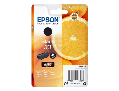 Ink-jet Epson expression premiun 33 t3331 xp-530 xp-630 xp-640 xp-830 xp-900 negro C13T33314012, imagen 2 mini