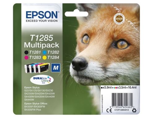 Ink-jet Epson s22 sx125 130 420w 425w office bx305 t1285 multipack 4 C13T12854012, imagen 2 mini