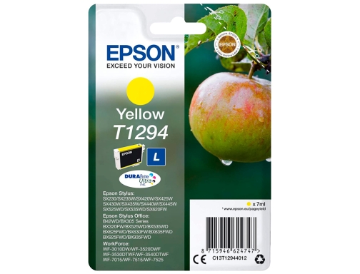 Ink-jet Epson stylus t1294 amarillo sx420w 425w office bx305f bx320f -alta capacidad- C13T12944012, imagen 2 mini