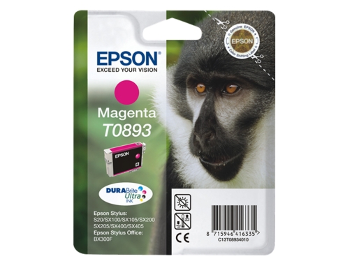 Ink-jet Epson t0893 magenta stylus s20 sx-100 sx-110 C13T08934011, imagen 2 mini