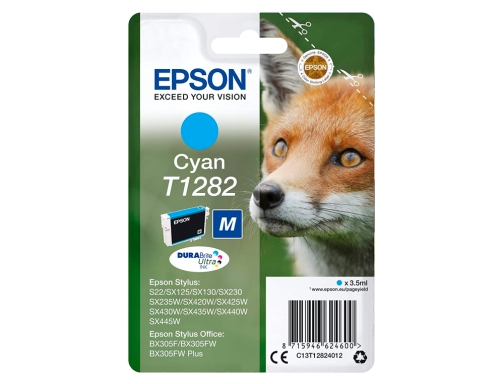 Inkjet Epson t1282 stylus s22 sx125 cyan 170 pag C13T12824012, imagen 2 mini