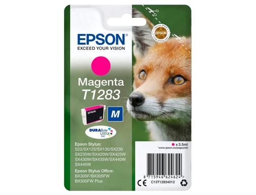 Ink-jet Epson t1283 stylus s22 sx125 magenta -170 pag- C13T12834012, imagen 2 mini