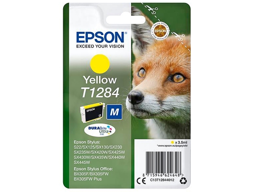 Ink-jet Epson t1284 amarillo sx125 sx420w 425w office bx305f -capacidad C13T12844012, imagen 2 mini