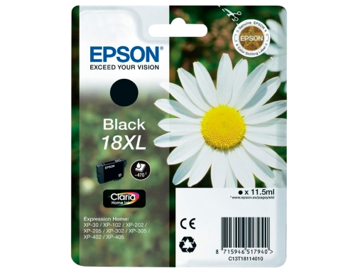 Ink-jet Epson t18XL negro expression home xp-102 xp-205 xp-305 xp-405 capacidad 470 C13T18114012, imagen 2 mini