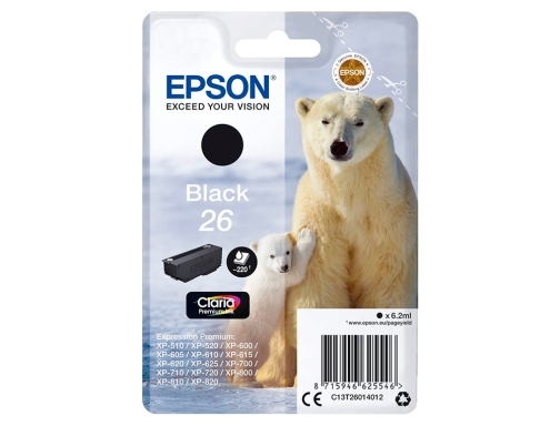 Ink-jet Epson t2601 expression xp-600 605 700 800 negro - 220 pag C13T26014012, imagen 2 mini