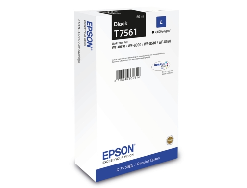 Ink-jet Epson t7561 negro l wf-8010dw 8090d3twc 8510dwf 8590dwf capacidad 2500 pag C13T756140, imagen 2 mini