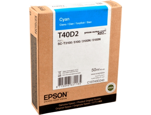 Ink-jet Epson ultrachrome xd2 cian t40d240 sc-t3100 sc-t5100 50 ml C13T40D240, imagen 2 mini