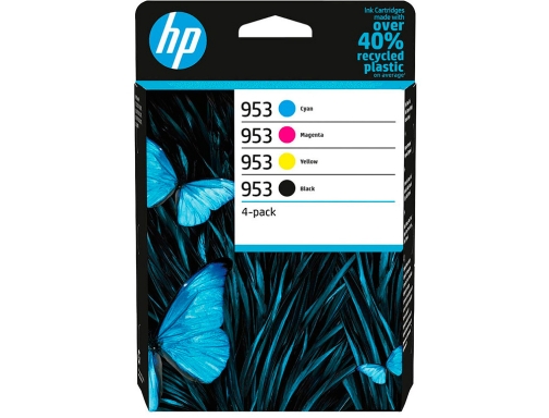 Ink-jet HP 953 bk cmy 6ZC69AE multipack negro cian magenta amarillo. Negro, imagen 2 mini