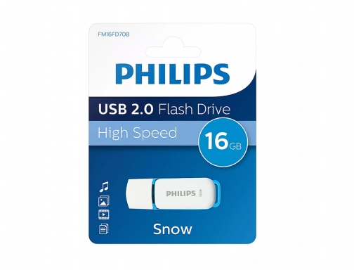 Memoria usb Philips flash usb 2.0 16gb snow blue FM16FD70B, imagen 5 mini
