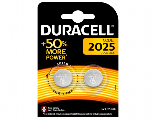 Pila Duracell alcalina boton cr2025 blister 2 unidades 990352, imagen 2 mini