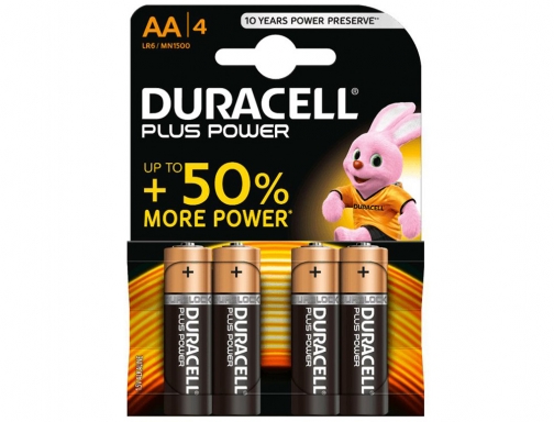 Pila Duracell alcalina plus AA blister con 4 unidades 940279, imagen 2 mini