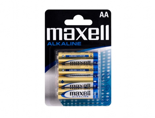 Pila Maxell alcalina 1.5 v tipo AA lr06 blister de 4 unidades LR06-B4 MXL, imagen 2 mini