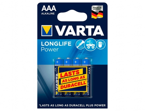 Pila Varta alcalina longlife power AAa tipo lr-03 blister de 4 unidades AAA-4903, imagen 2 mini