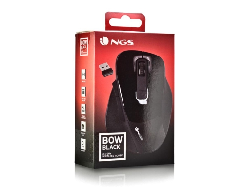 Raton Ngs bow optico 800 1200 1600 dpi inalambrico 5 botones optico BOWBLACK, imagen 3 mini