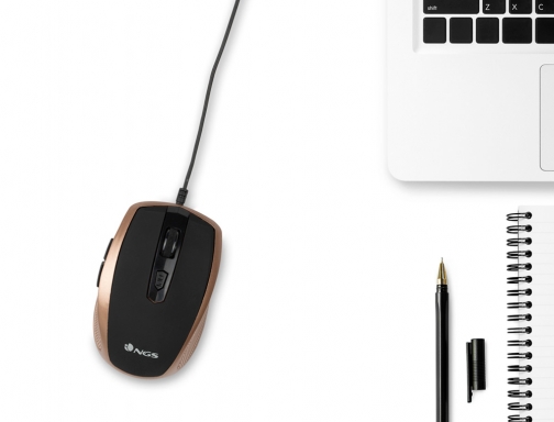 Raton Ngs cable tick optico 800 1600 dpi 6 botones nano conexion TICKGOLD , oro, imagen 5 mini